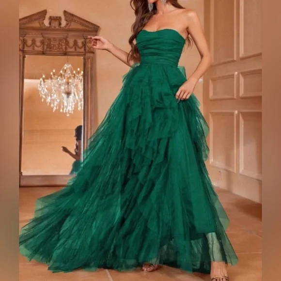 princess polly baby blue dress Green Poplin Fold Over Tube Dress *FINAL SALE* – SSYS main image 1